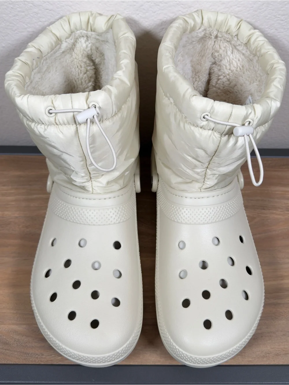 Crocs Classic Neo Puff Shorty Boot Bone Cream Men's 13 Faux Fur Lined 206630